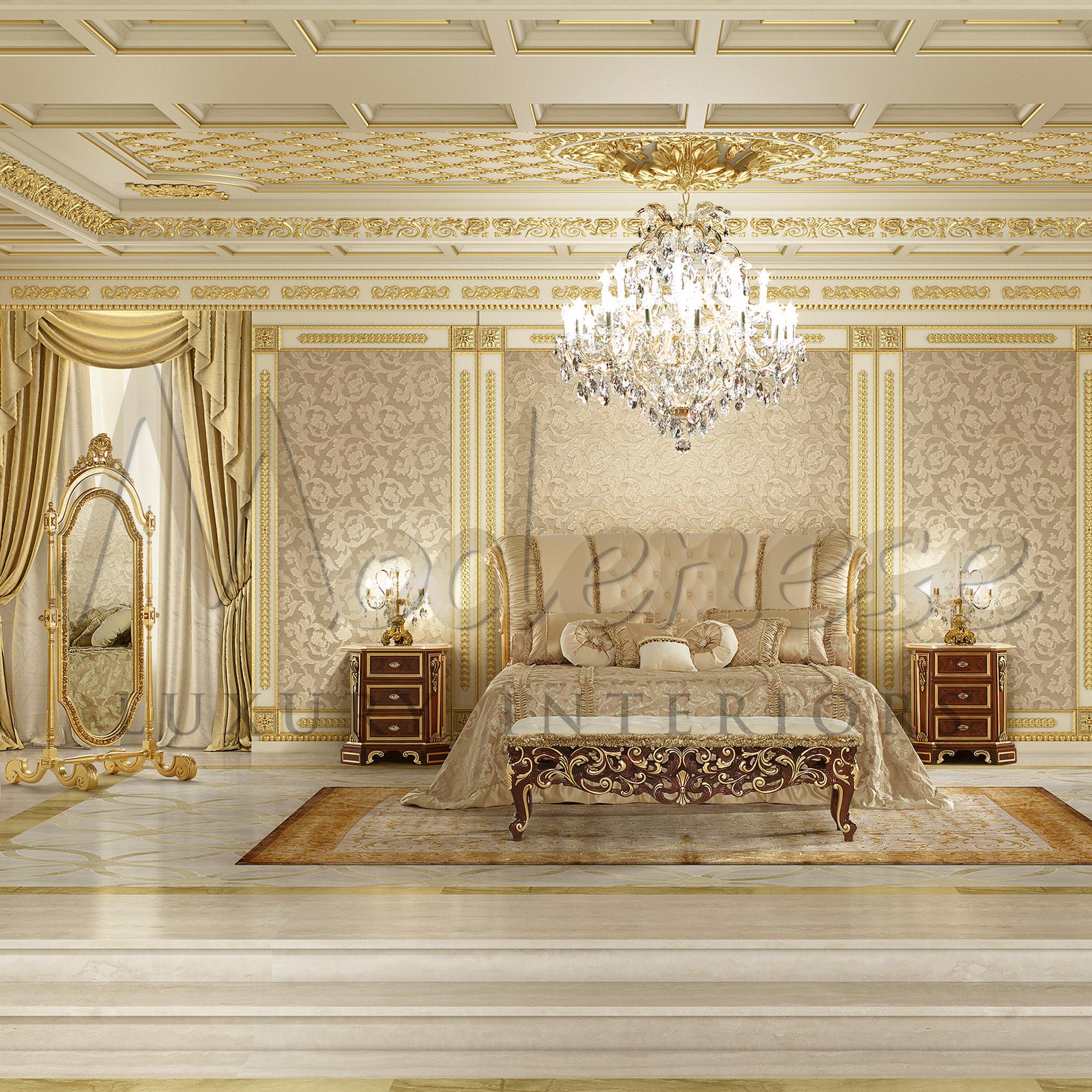 italien Lit double beige crème du 21e siècle par Modenese Gastone, tête de lit tapissée en vente