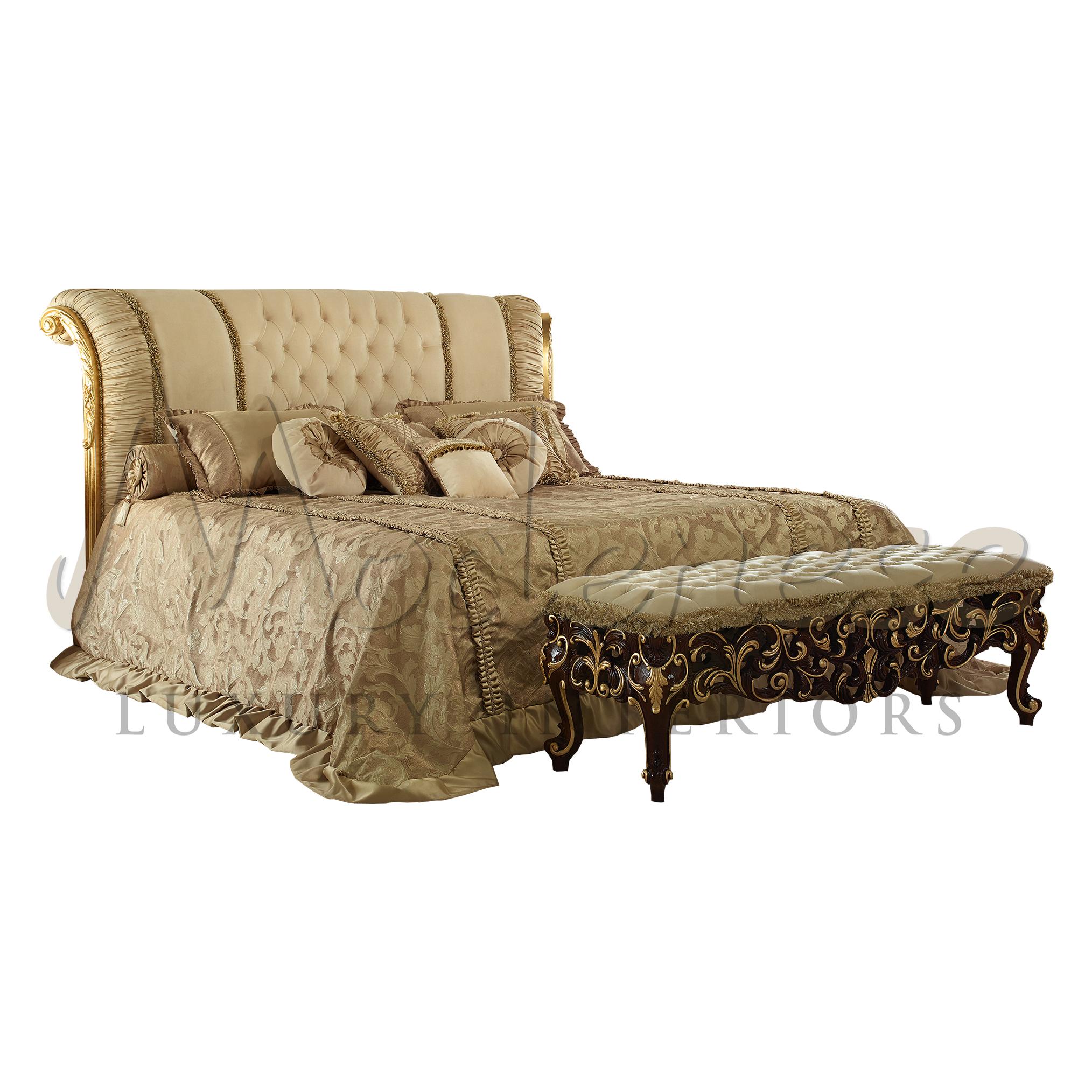 21st Century Cream Beige Double Bed by Modenese Gastone, Upholstered