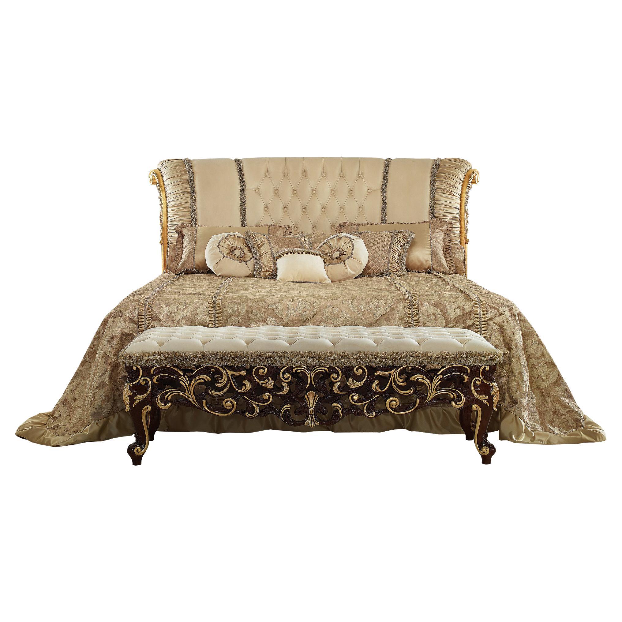 21st Century Cream Beige Double Bed by Modenese Gastone, Upholstered Headboard For Sale