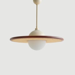 21st Century Cream Colored Small Cassini Glass Pendant with Cane