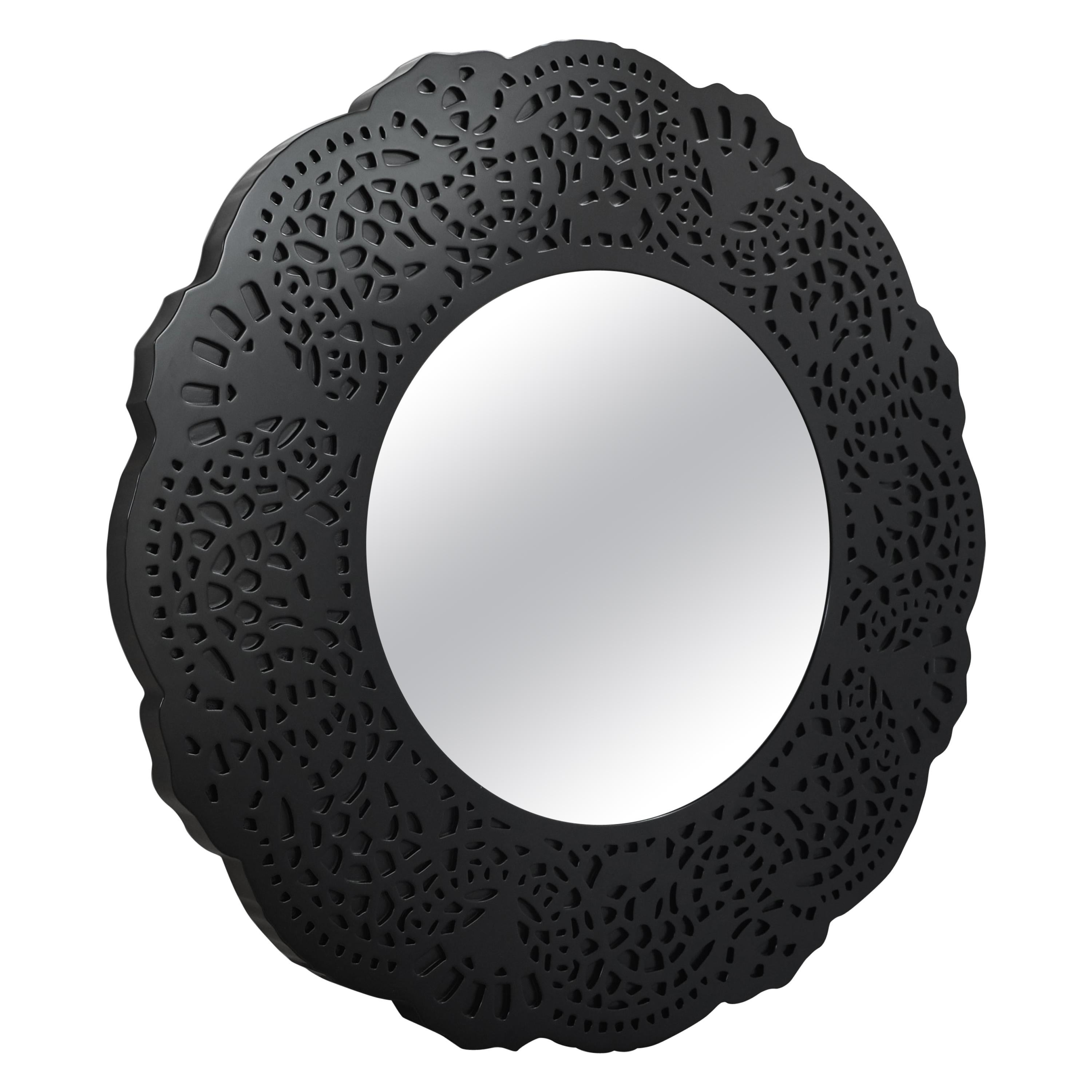 21st Century Crochet Mirror Lacquered Wood