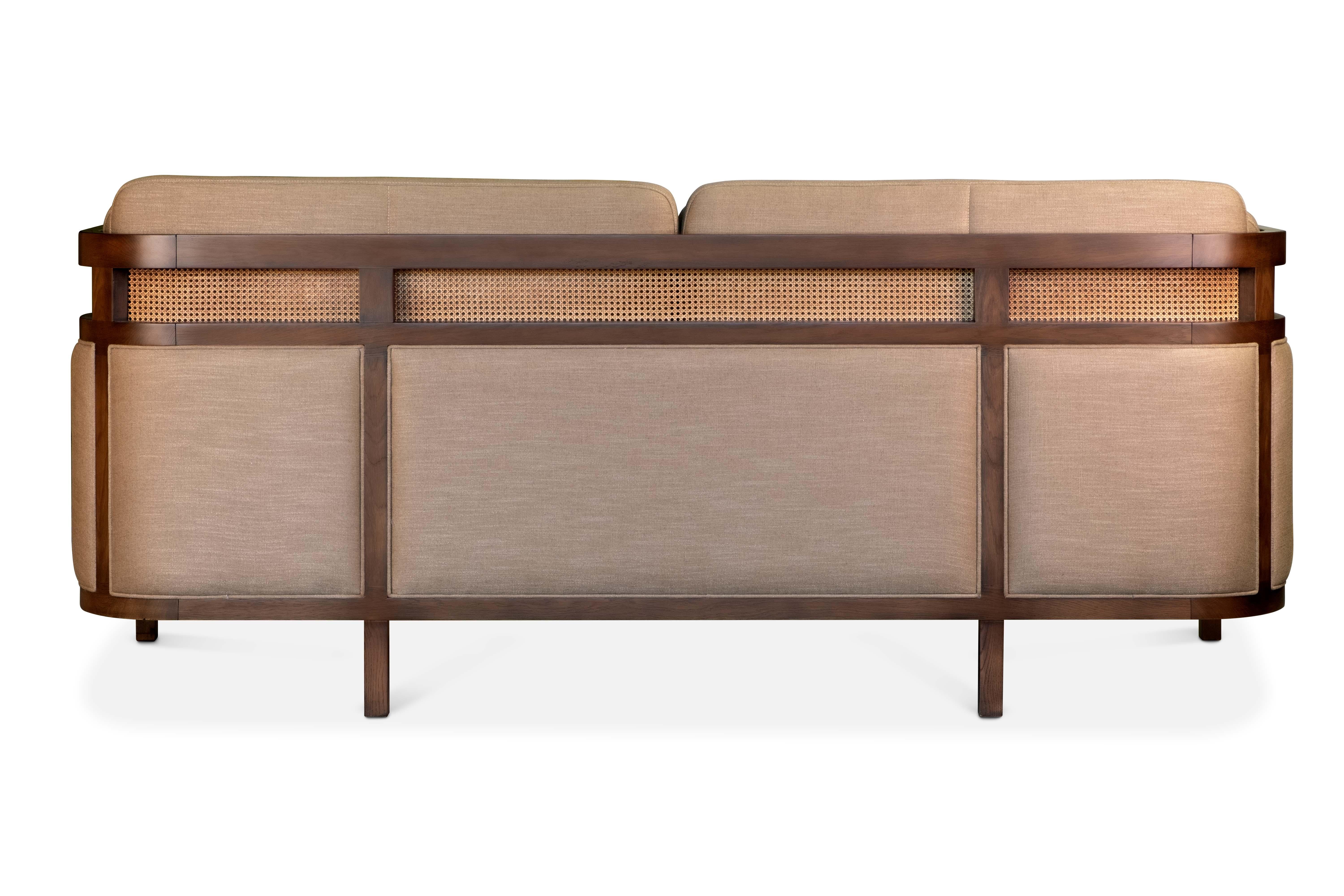 Contemporary 21st Century Crockford Striped Sofa Wood Made in Portugal by Wood Tailors For Sale