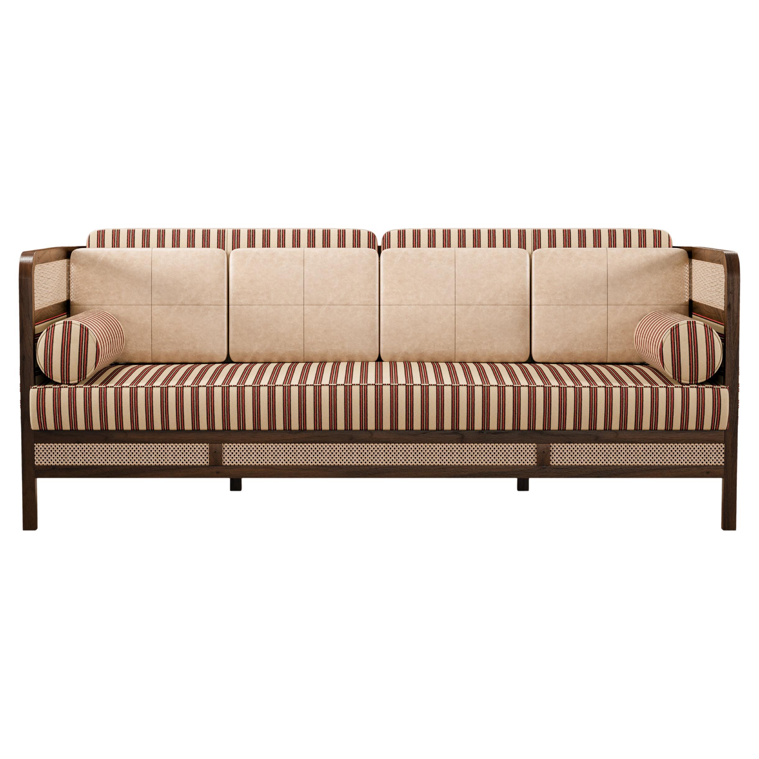 Gestreiftes Crockford-Sofaholz des 21. Jahrhunderts, hergestellt in Portugal von Wood Tailors