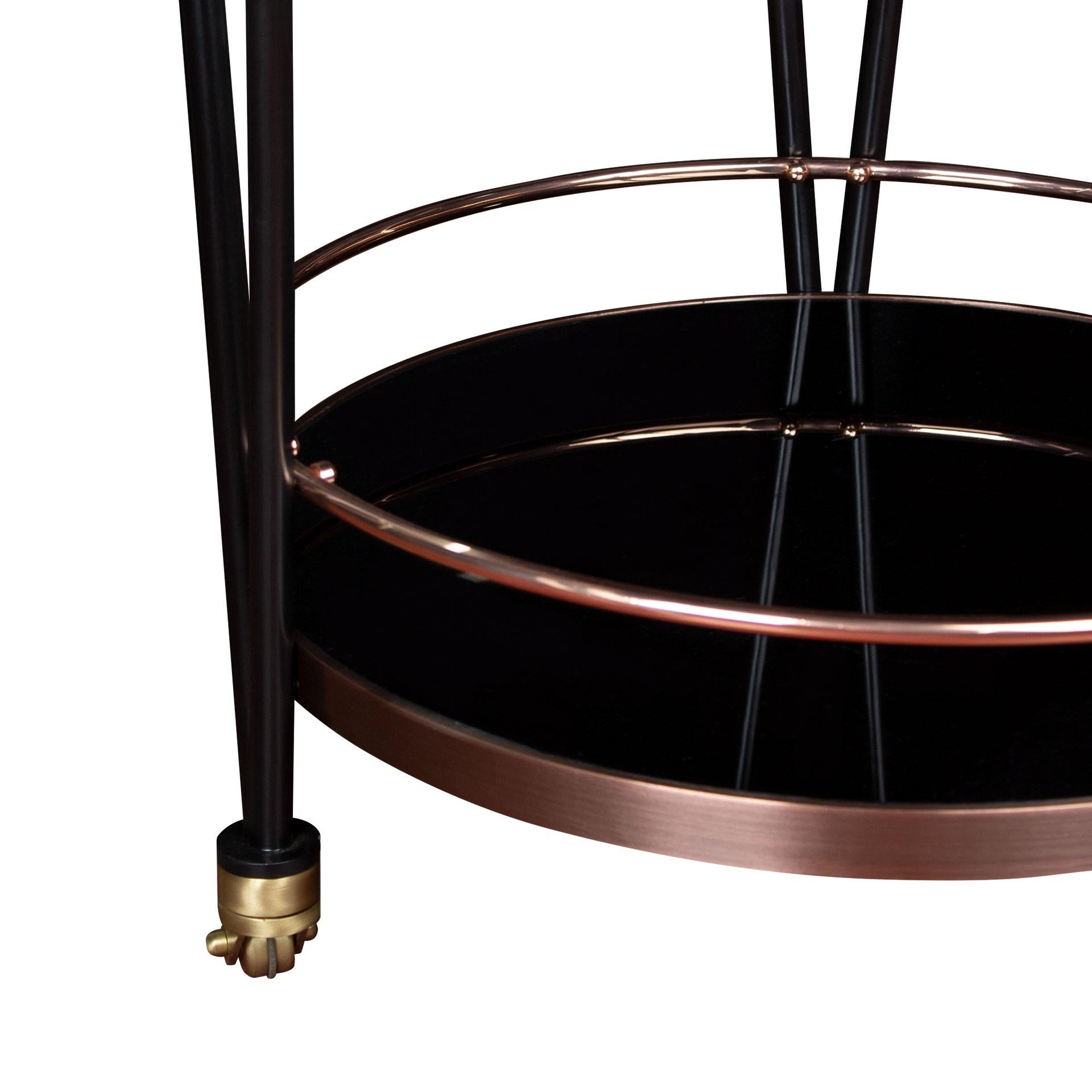 21st Century Crossroads Bar Cart Copper and Brass In New Condition For Sale In RIO TINTO, PT