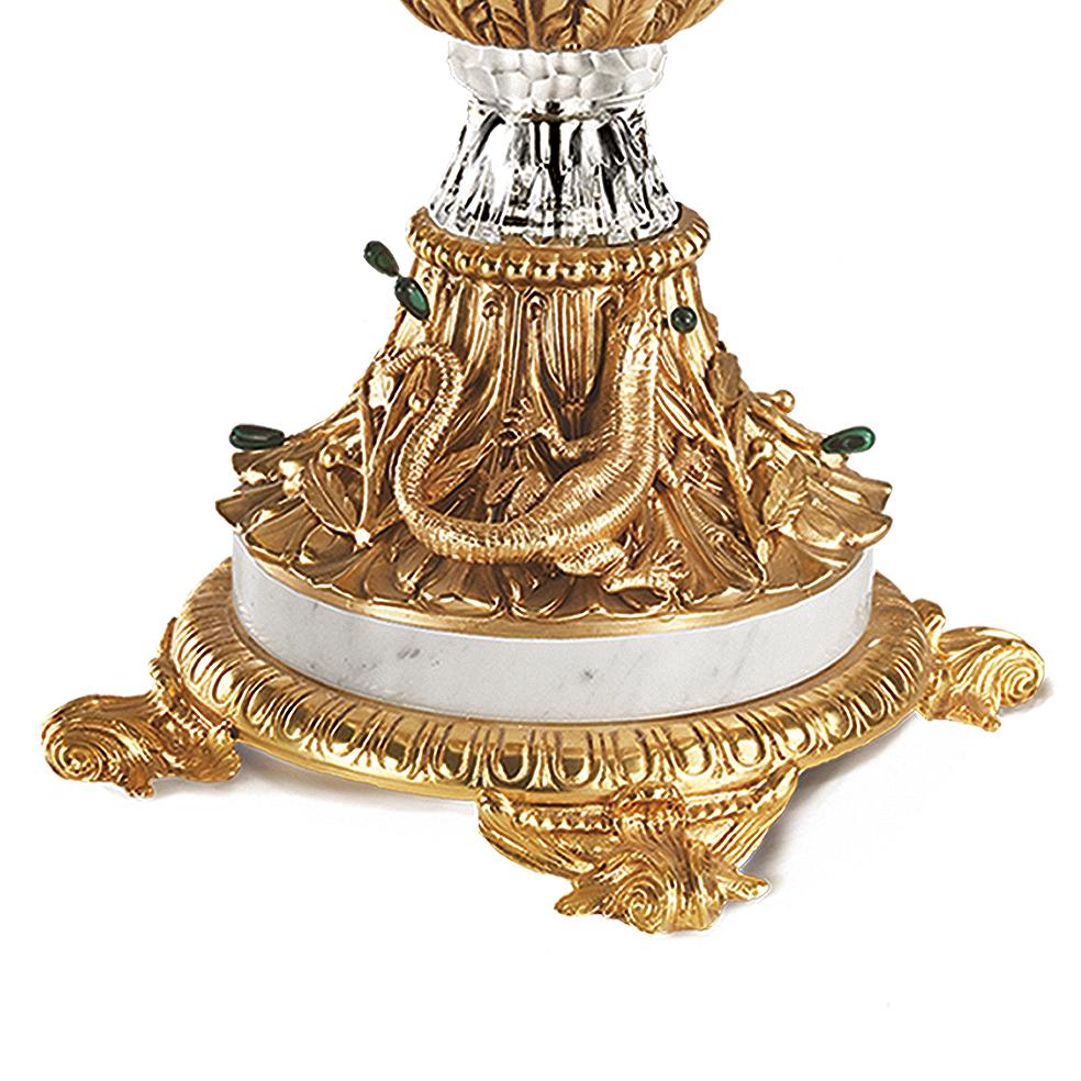 italien Cristal du 21e siècle  Bol en bronze doré et malachite en vente
