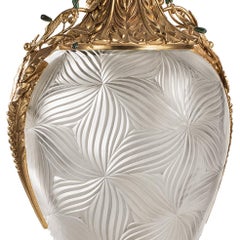 21st Century Crystal  and Golden Bronze potiche with malachite stones