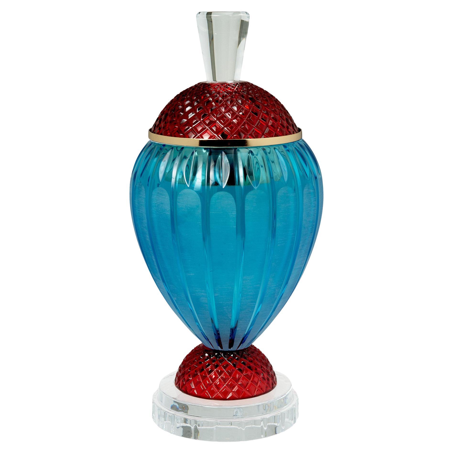 Art Deco Crystal Incense Burner by Maker Oggetti D'Arte, Italy, 30cm For Sale