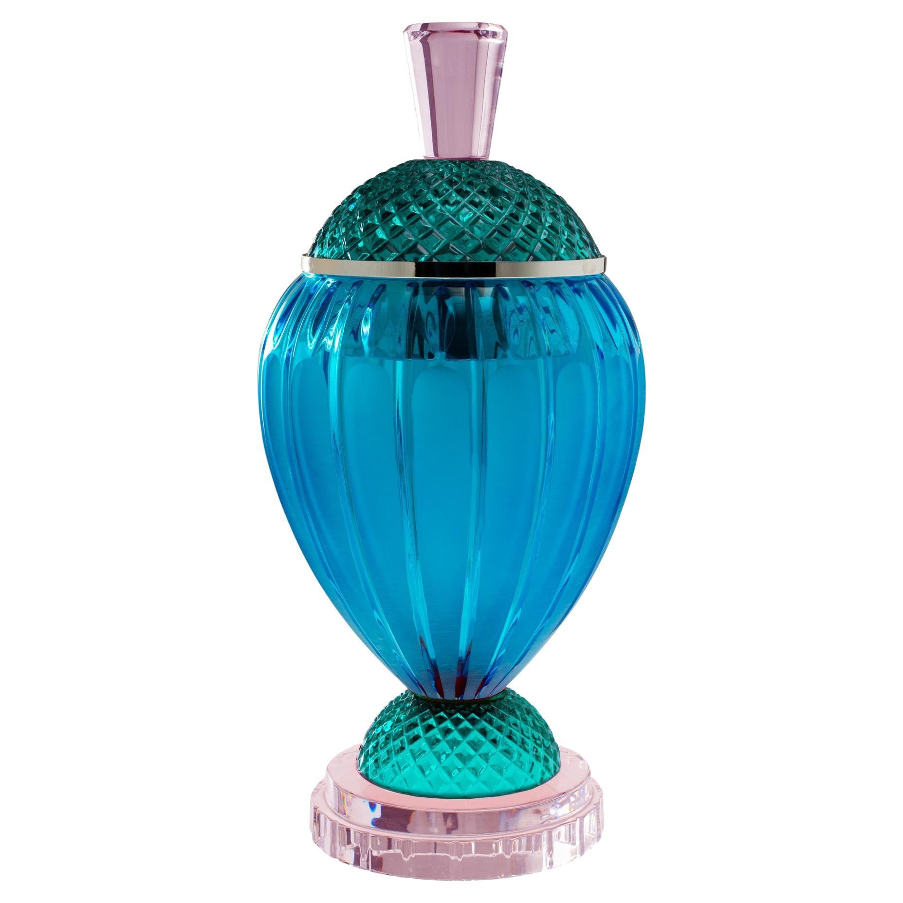 Art Deco Crystal Incense Burner by Oggetti D'Arte, Italy, 30cm