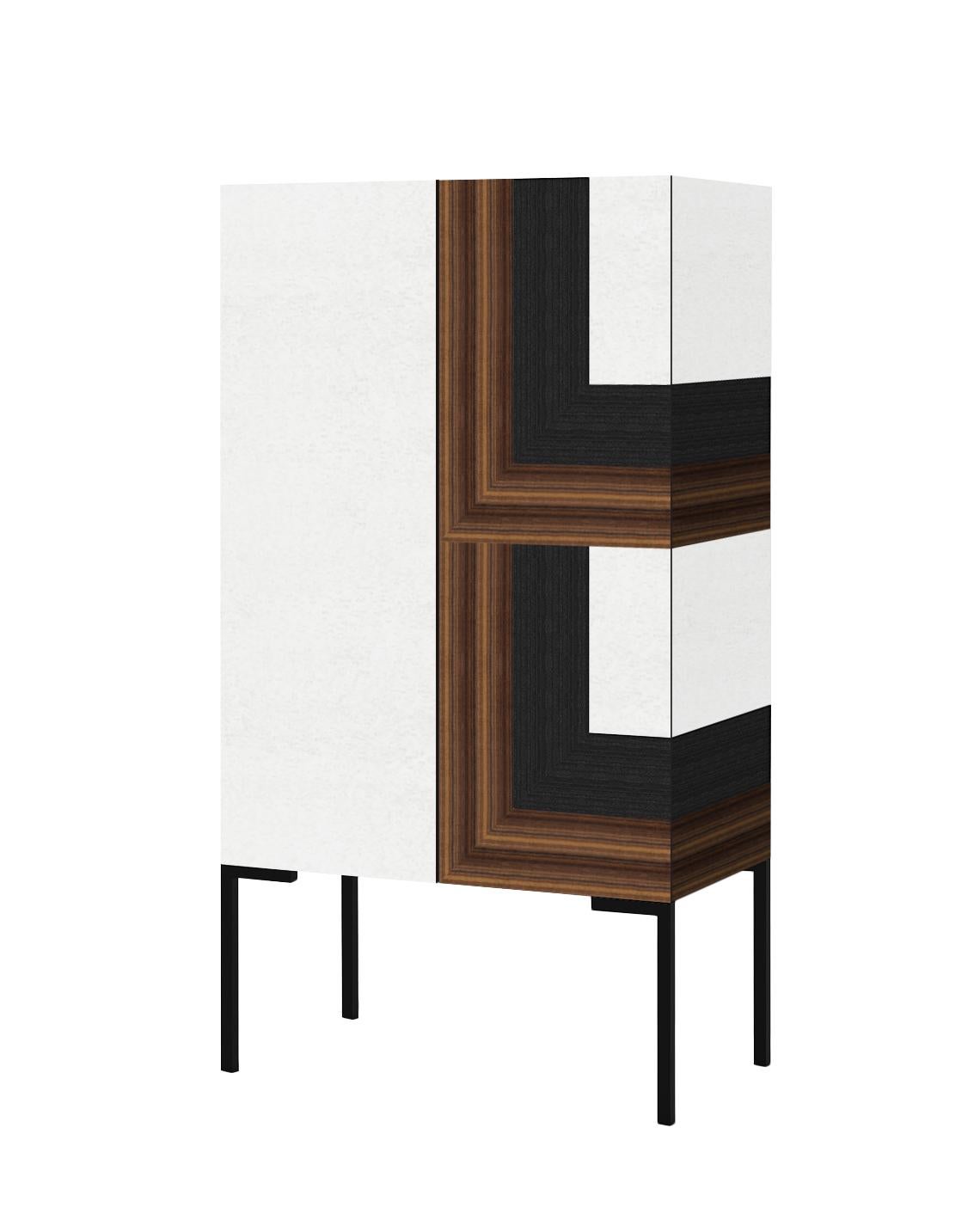 Woodwork 21st Century Cubo Inlaid Cabinet in Ash and Maple, Made in Italy by Hebanon For Sale