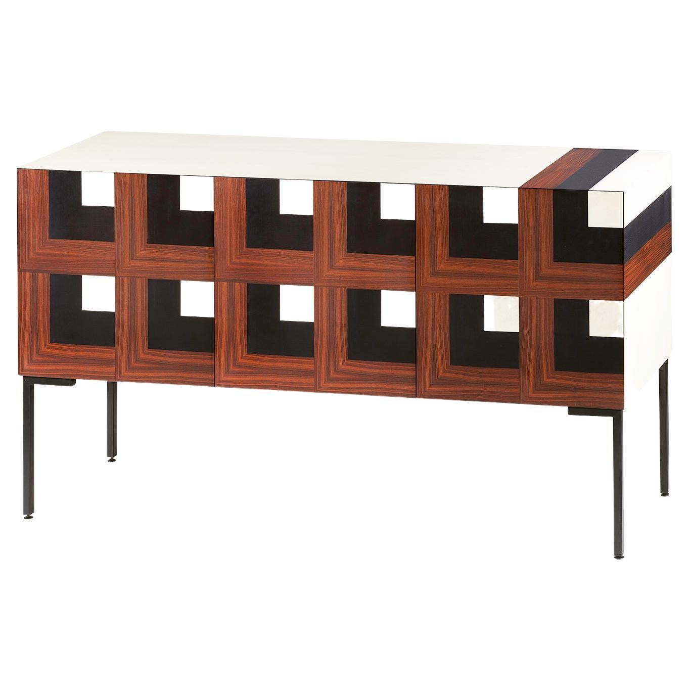 21st Century Cubo Inlaid Sideboard, Kingwood, Ash, Maple, Walnut, Made in Italy