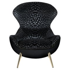 21st Century Curacao Bergère in Black Fabric by Roberto Cavalli Home Interiors