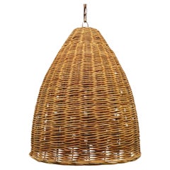 21st Century Currey and Company Large Rattan Basket Pendant Light