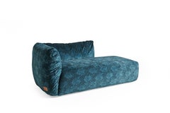 21st Century Cushy Dormeuse Left Armrest in Blue Velvet by Etro Home Interiors