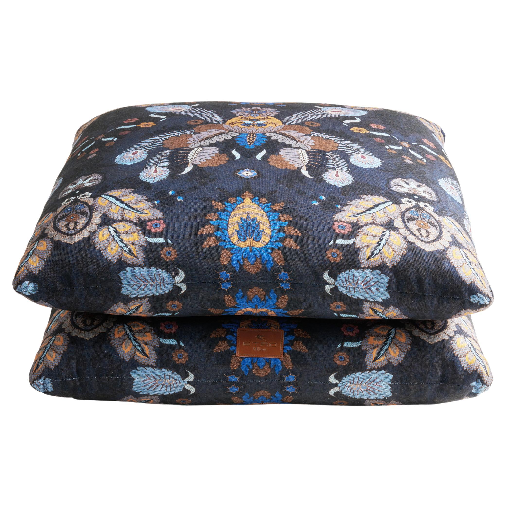 21st Century Cushy Pouf in Outdoor Fabric col. Blue by Etro Home Interiors