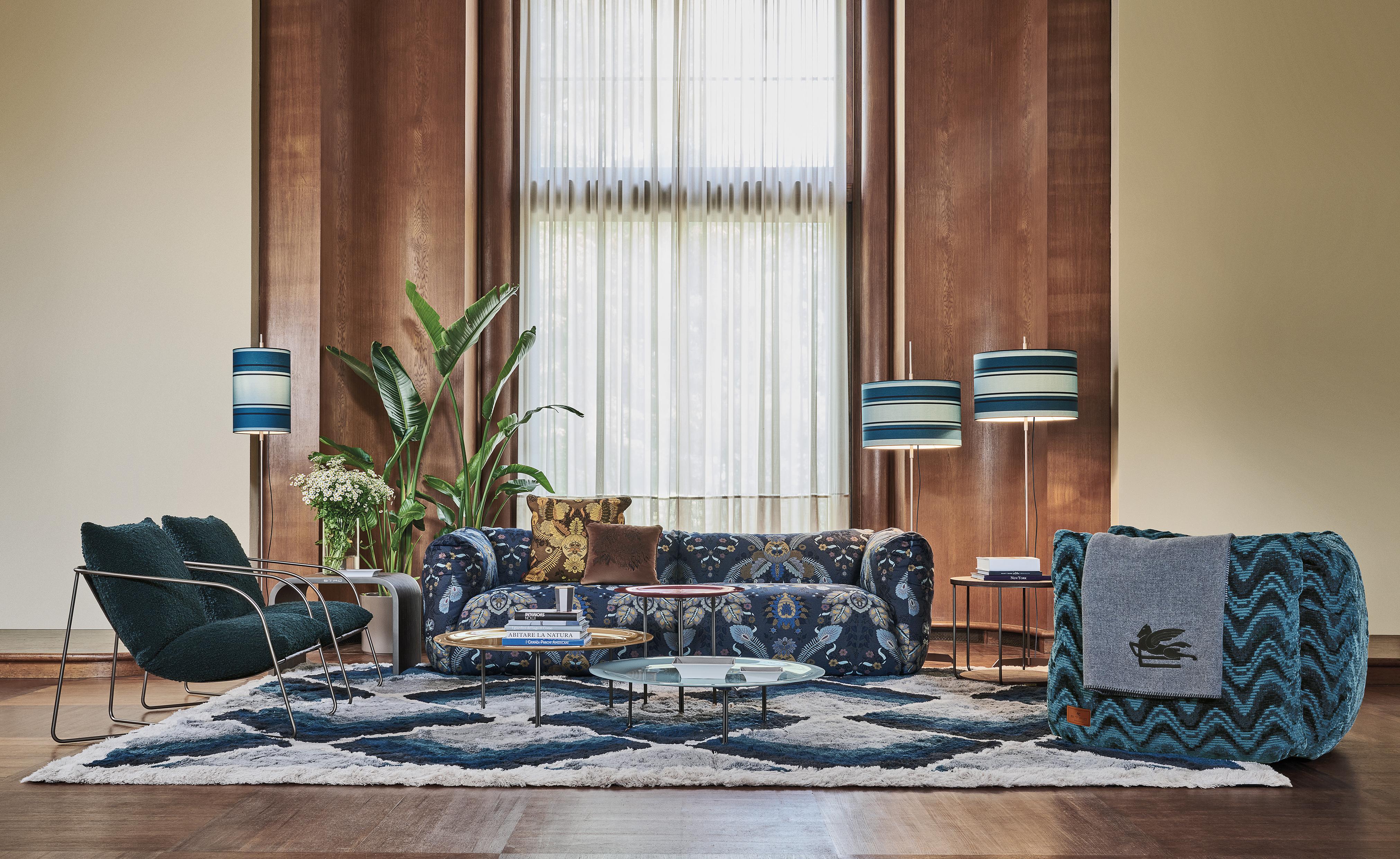 Cushy-Sofa aus blauem Jacquard-Stoff von Etro Home Interiors, 21. Jahrhundert im Angebot 2