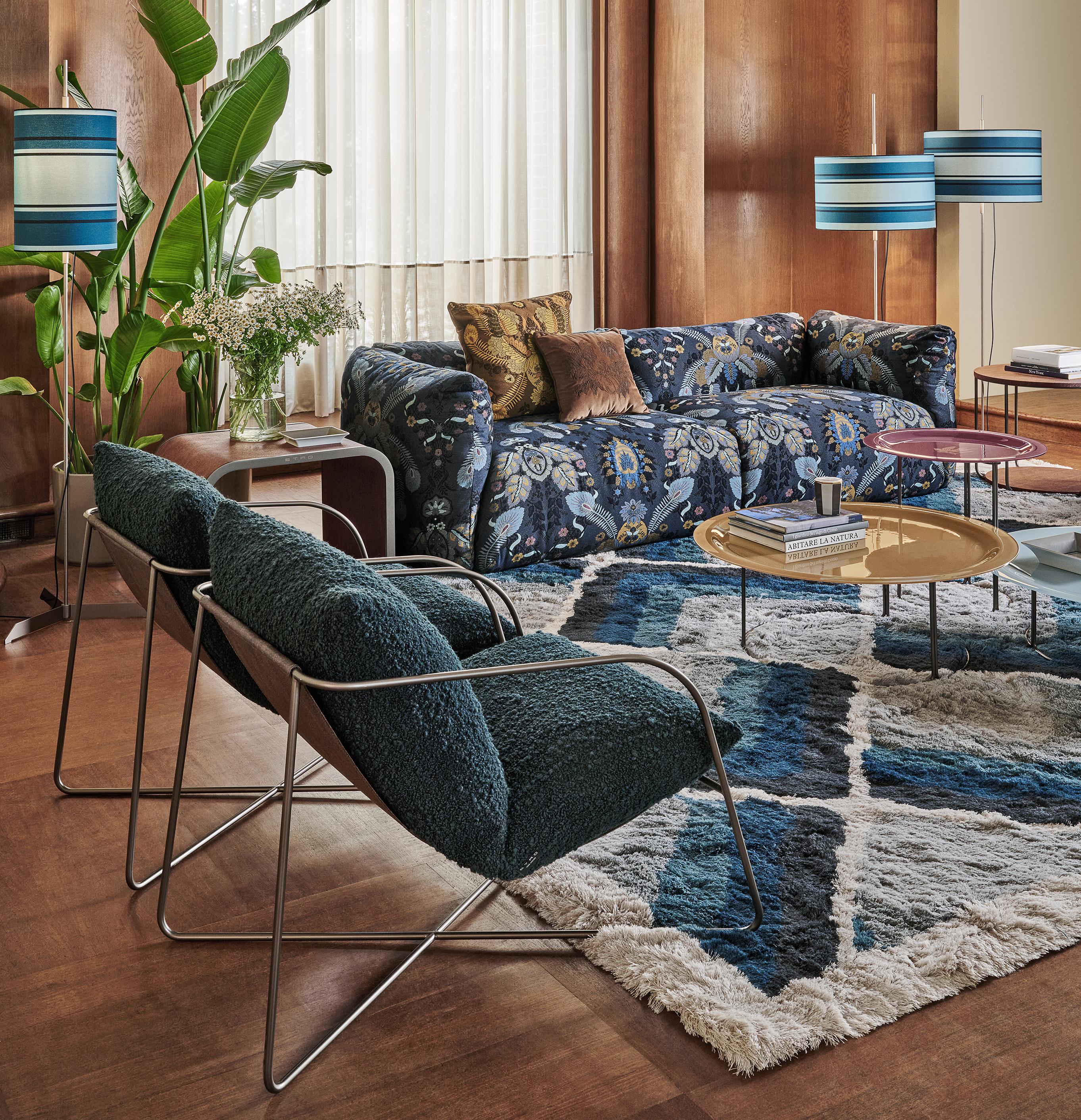 Cushy-Sofa aus blauem Jacquard-Stoff von Etro Home Interiors, 21. Jahrhundert im Angebot 3