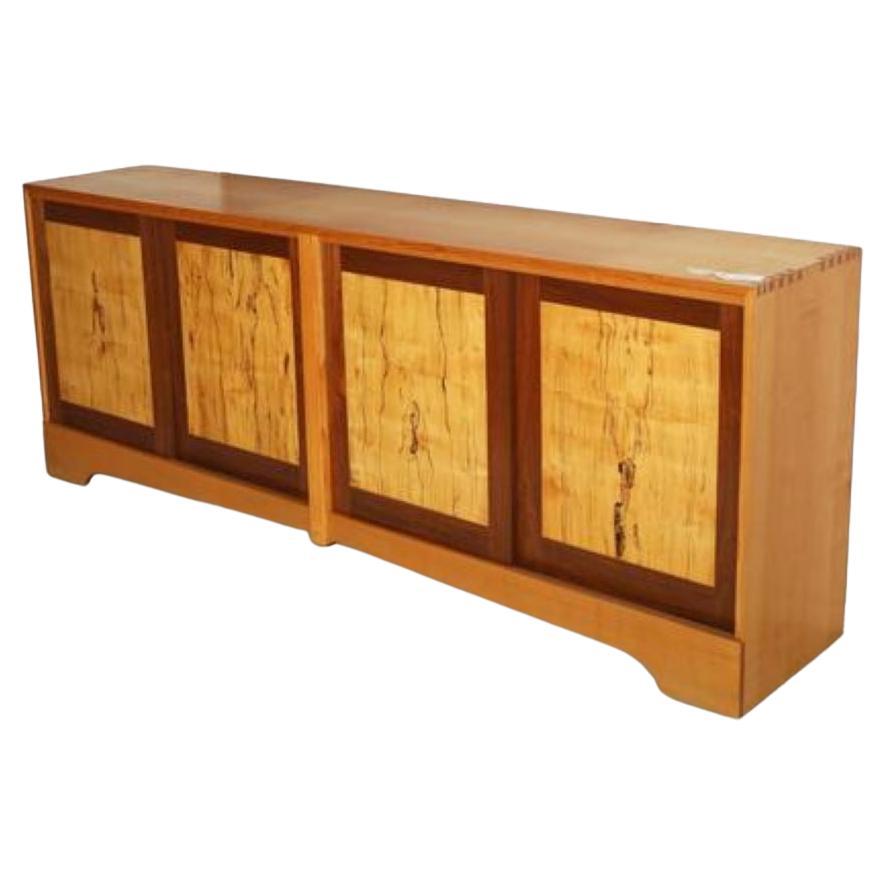 Custom Inlaid Wood Sideboard of Spalted Maple and Ash by Noden Design Studios NJ For Sale