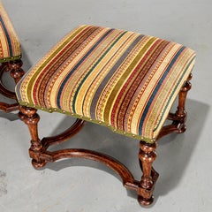 21st Century Custom Pair of Louis XIV Style Walnut Stools by Formations, CA, USA