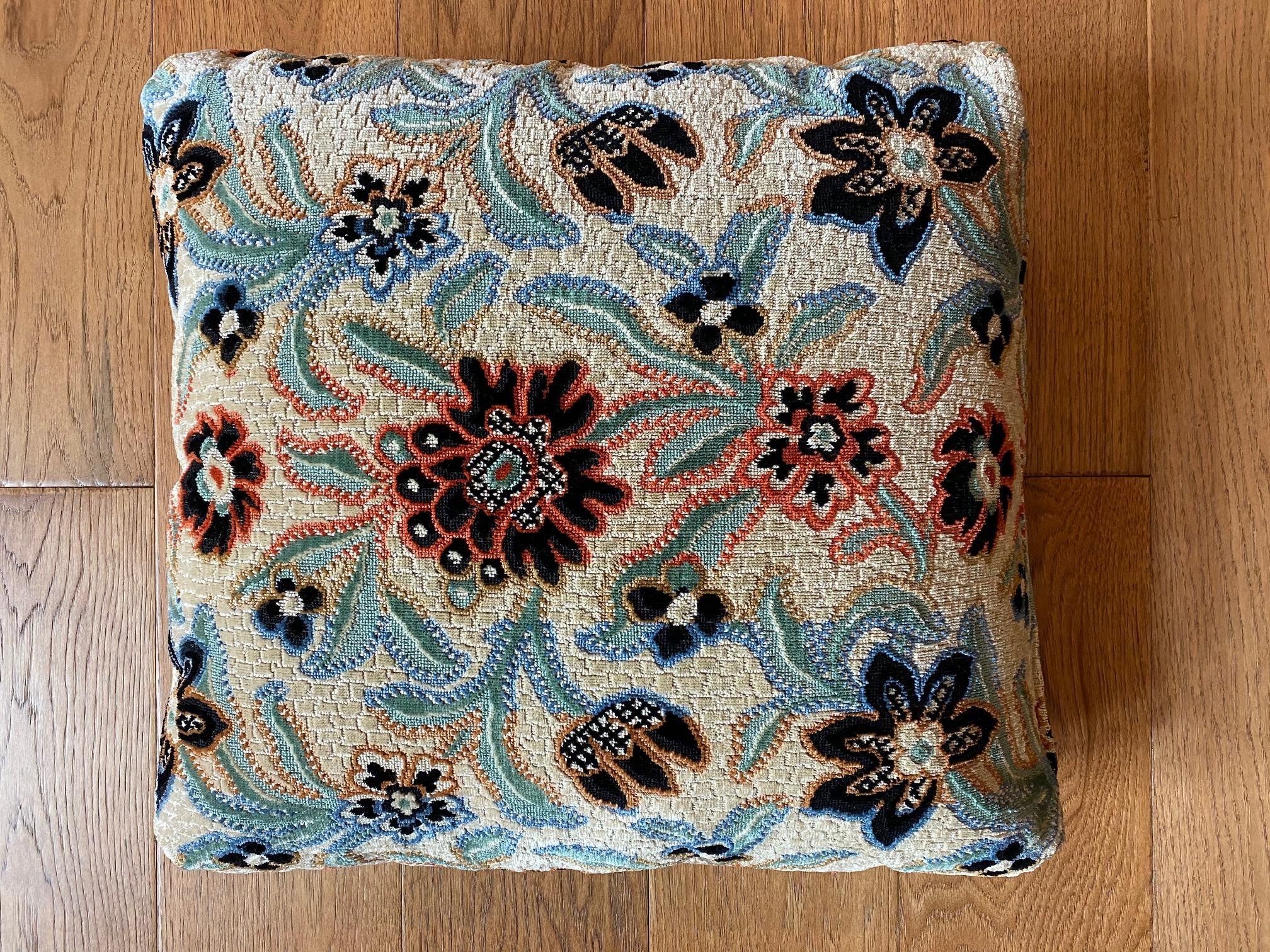Country 21st Century Custom Pile-on-Pile Velvet Floral Upholstered Sofa