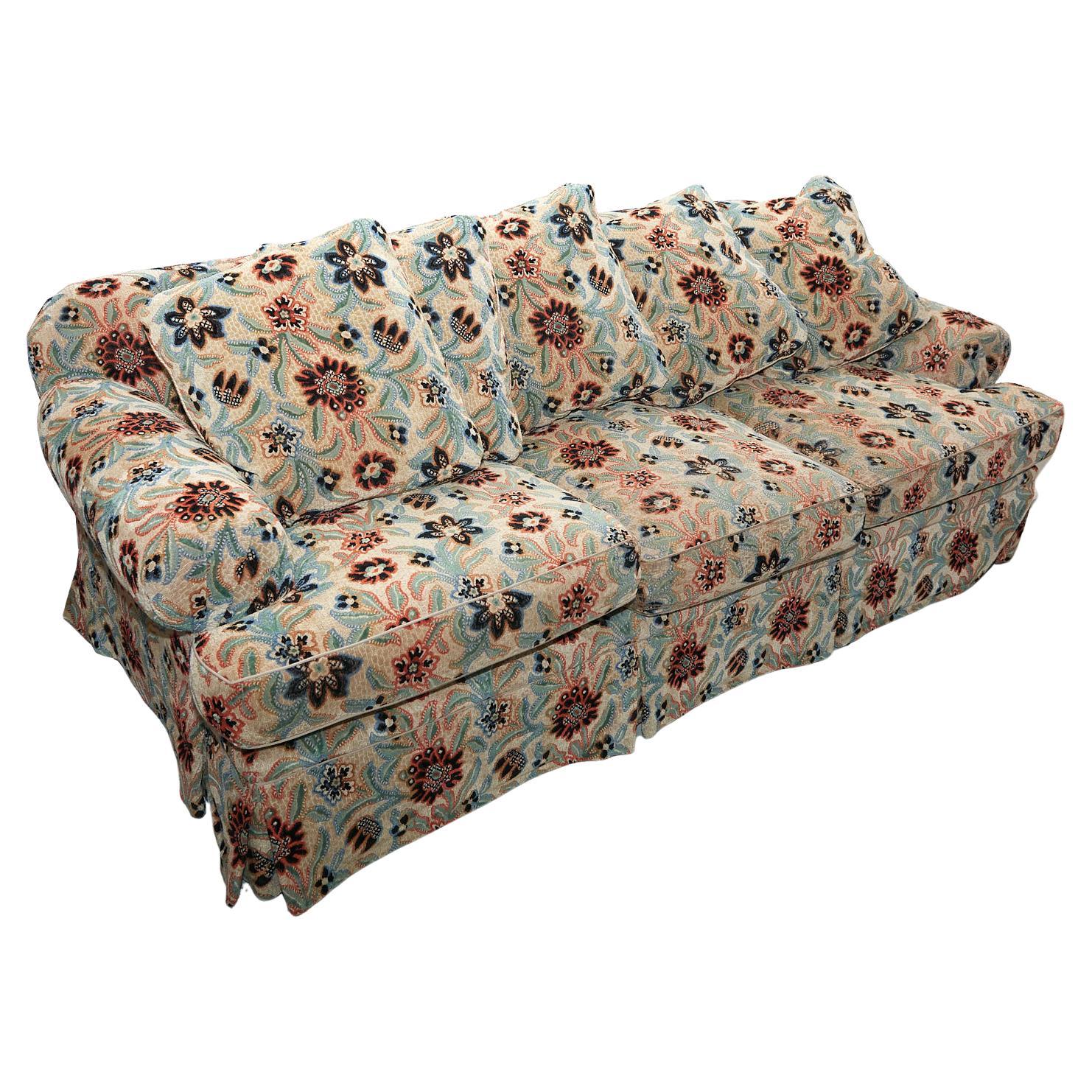 21st Century Custom Pile-on-Pile Velvet Floral Upholstered Sofa