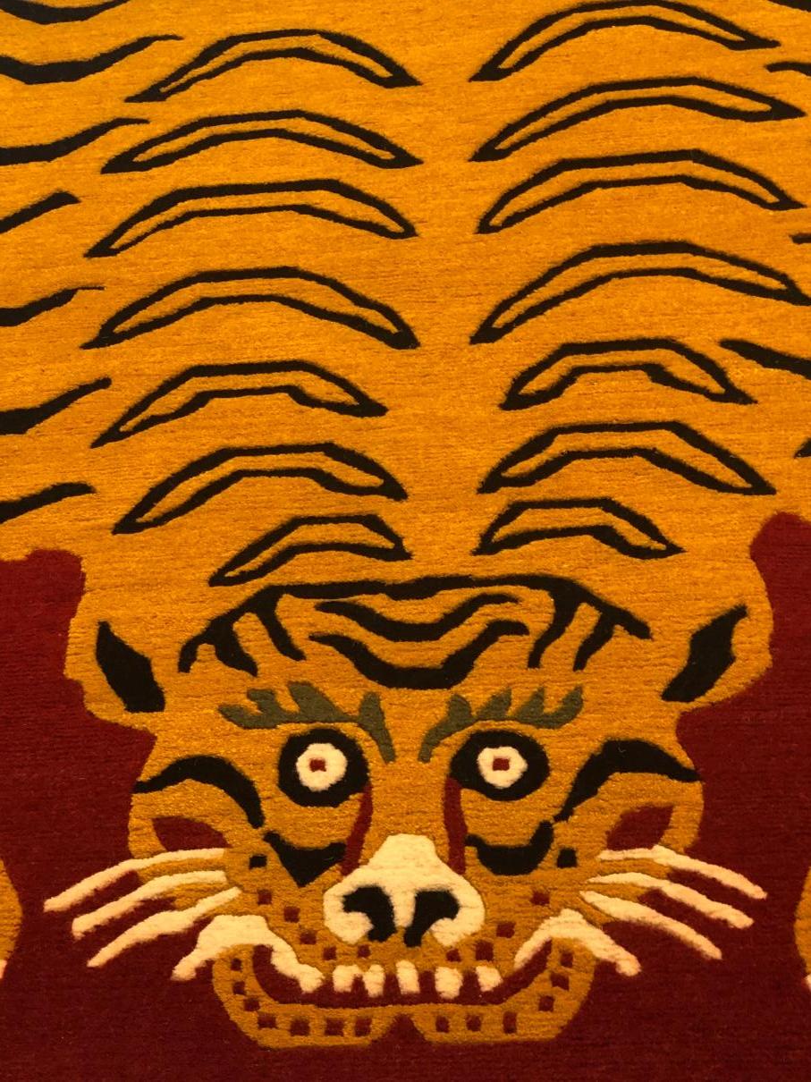 21st Century Customizable Red and Yellow Tiger Tibetan Prayer Rug , 2019 For Sale 10