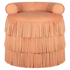 21st Century Customized Beth Fringes Stool Nobuck Handmade in Portugal by Ottiu