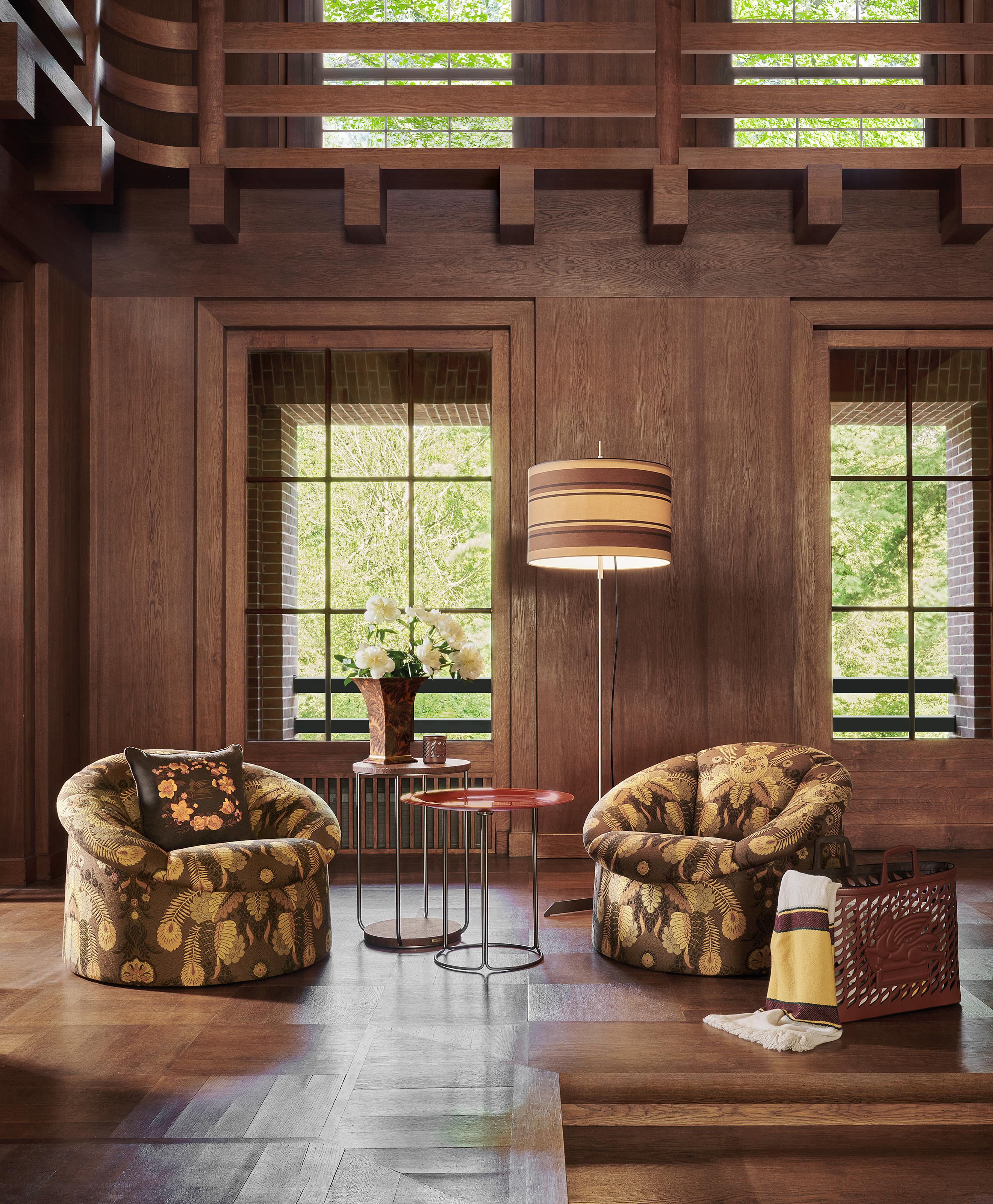 21. Jahrhundert Dahlia Sessel aus braunem Jacquard-Stoff von Etro Home Interiors im Angebot 1