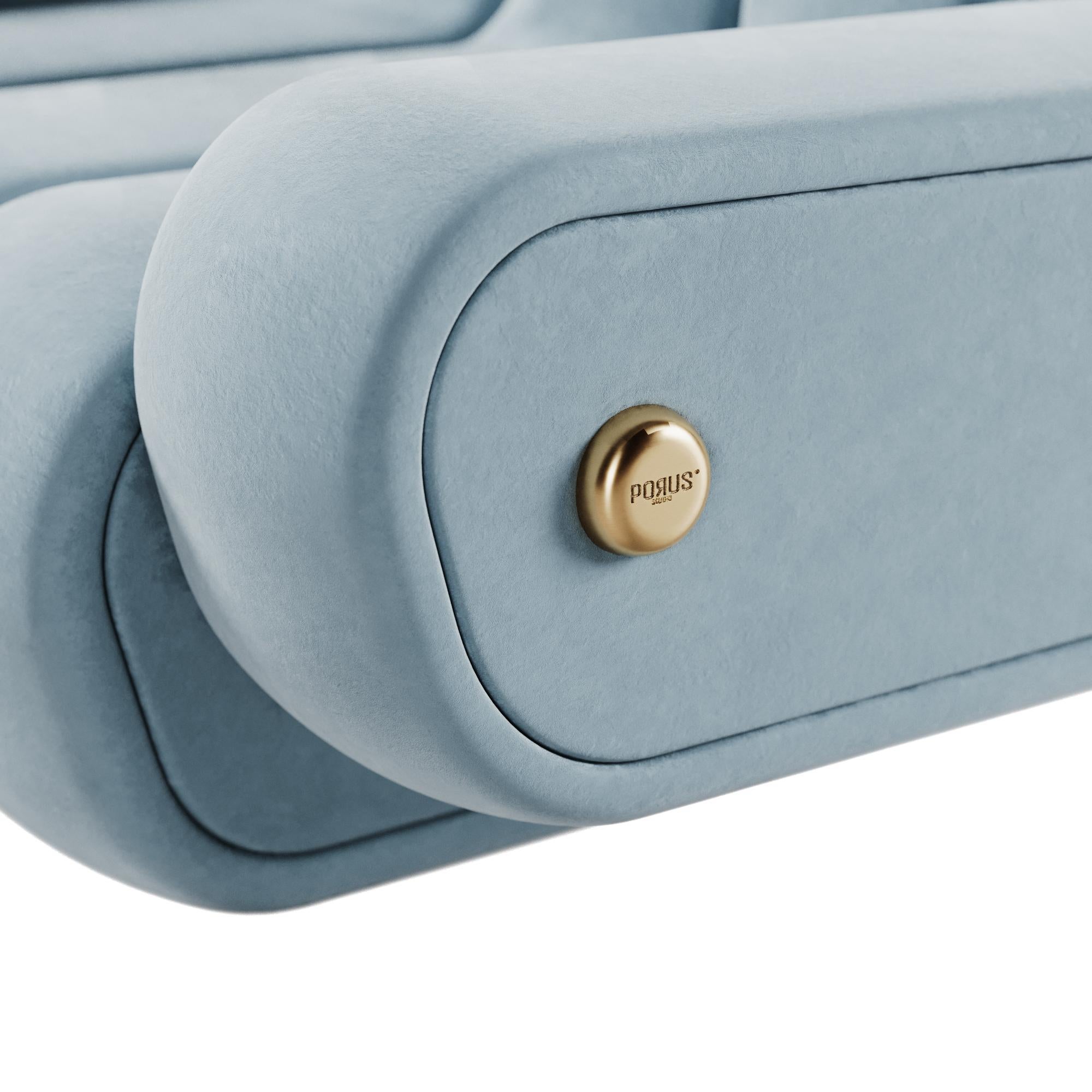 Fauteuil Dakota du 21e siècle en laiton Nobuck fabriqué au Portugal par Porus Studio en vente 2