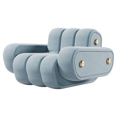 Fauteuil Dakota du 21e siècle en laiton Nobuck fabriqué au Portugal par Porus Studio