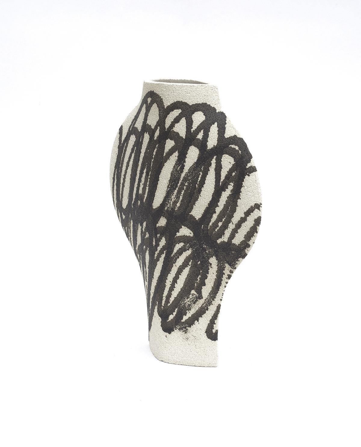 21. Jahrhundert 'Dal - Circles Black N°1' in weißer Keramik, handgefertigt in Frankreich (Minimalistisch) im Angebot