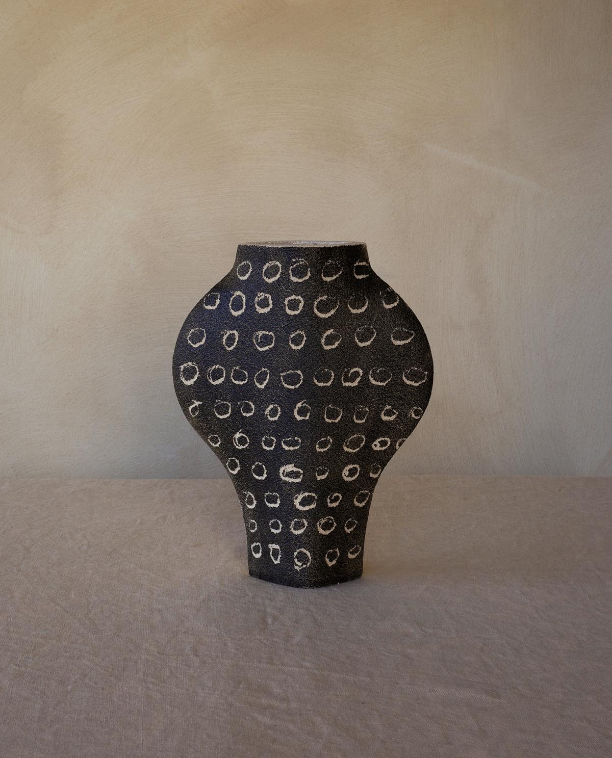 Contemporary 21st Century ‘Dal Negative Rounds', White Ceramic Vase, Hand-Crafted in France For Sale