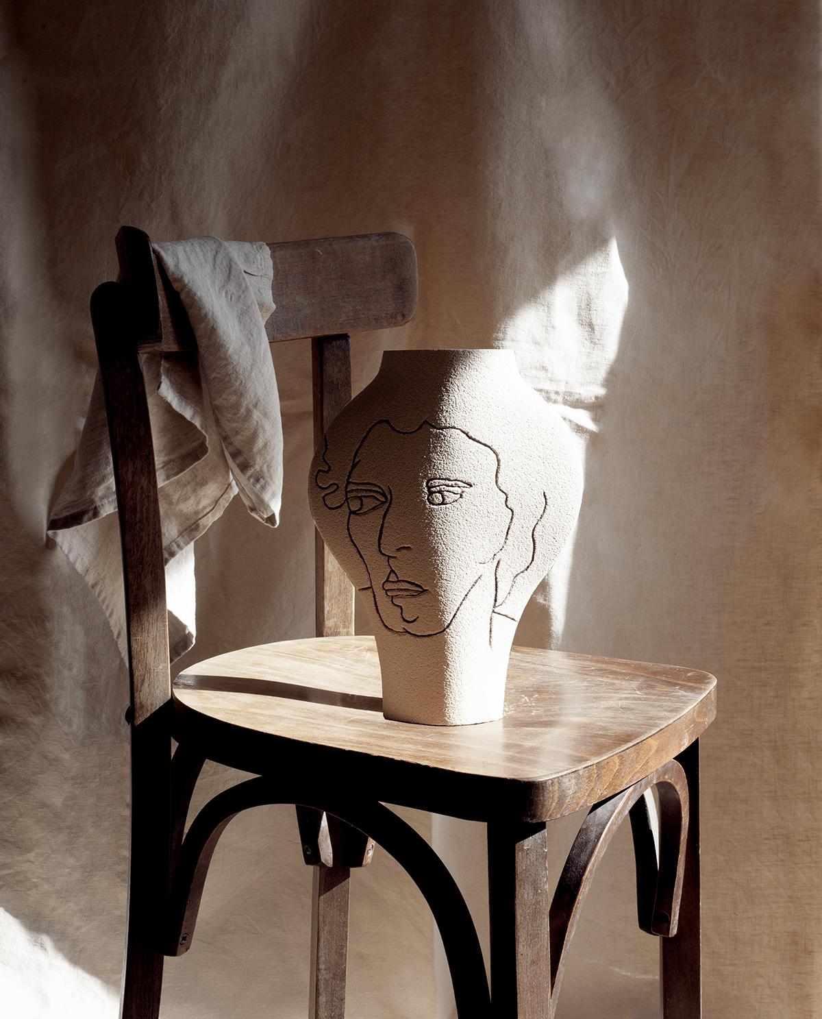 21. Jahrhundert Dal Visage, aus weißer Keramik, handgefertigt in Frankreich im Zustand „Neu“ im Angebot in Marchaux-Chaudefontaine, FR