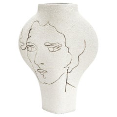 21e siècle Dal Visage, en céramique blanche, fabriqué à la main en France