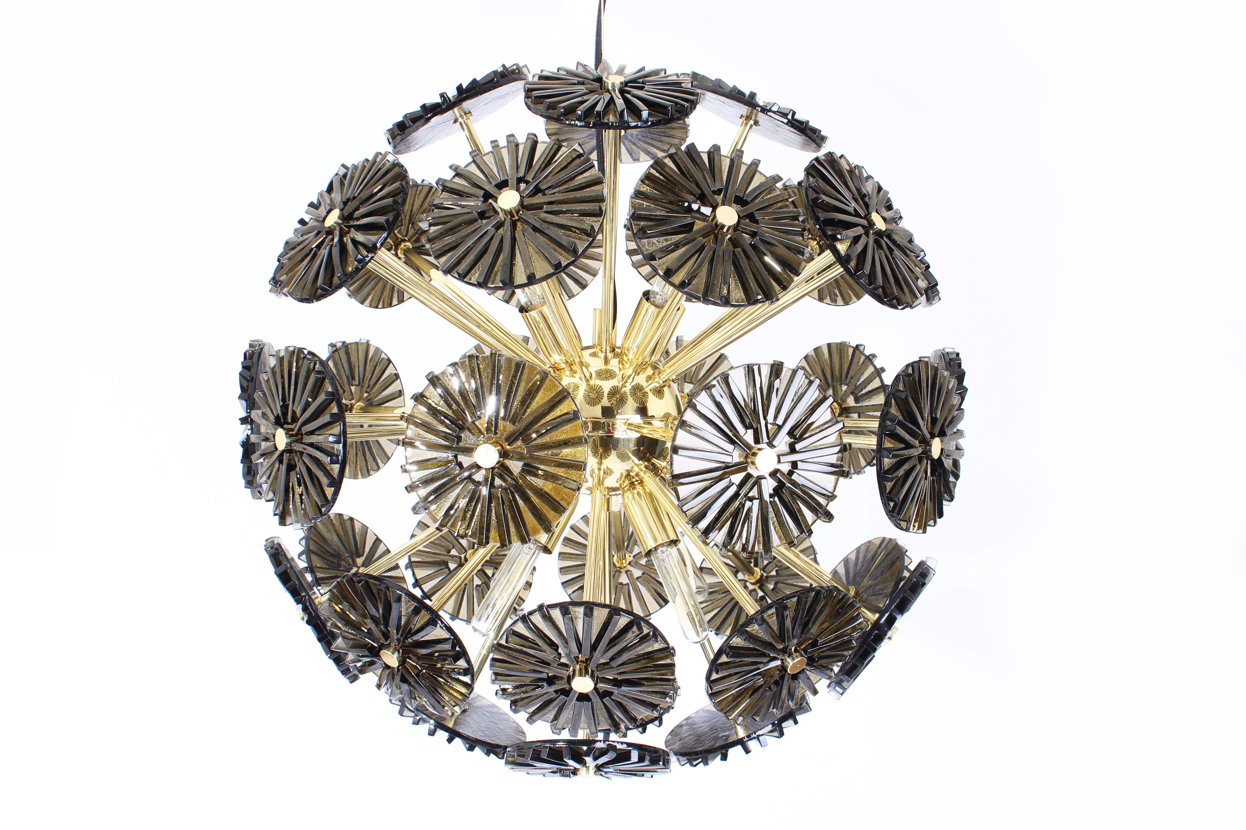 Portuguese 21st Century Dandelion Suspension Lamp Brass by Creativemary For Sale