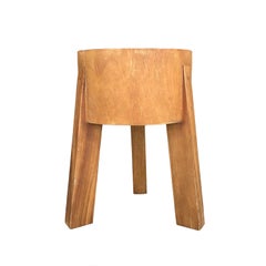 21st Century Danish Tropical Wood Stool - Small Scandinavian Round Side Table