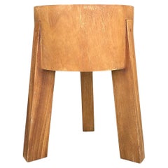 21st Century Danish Tropical Wood Stool - Small Scandinavian Round Side Table