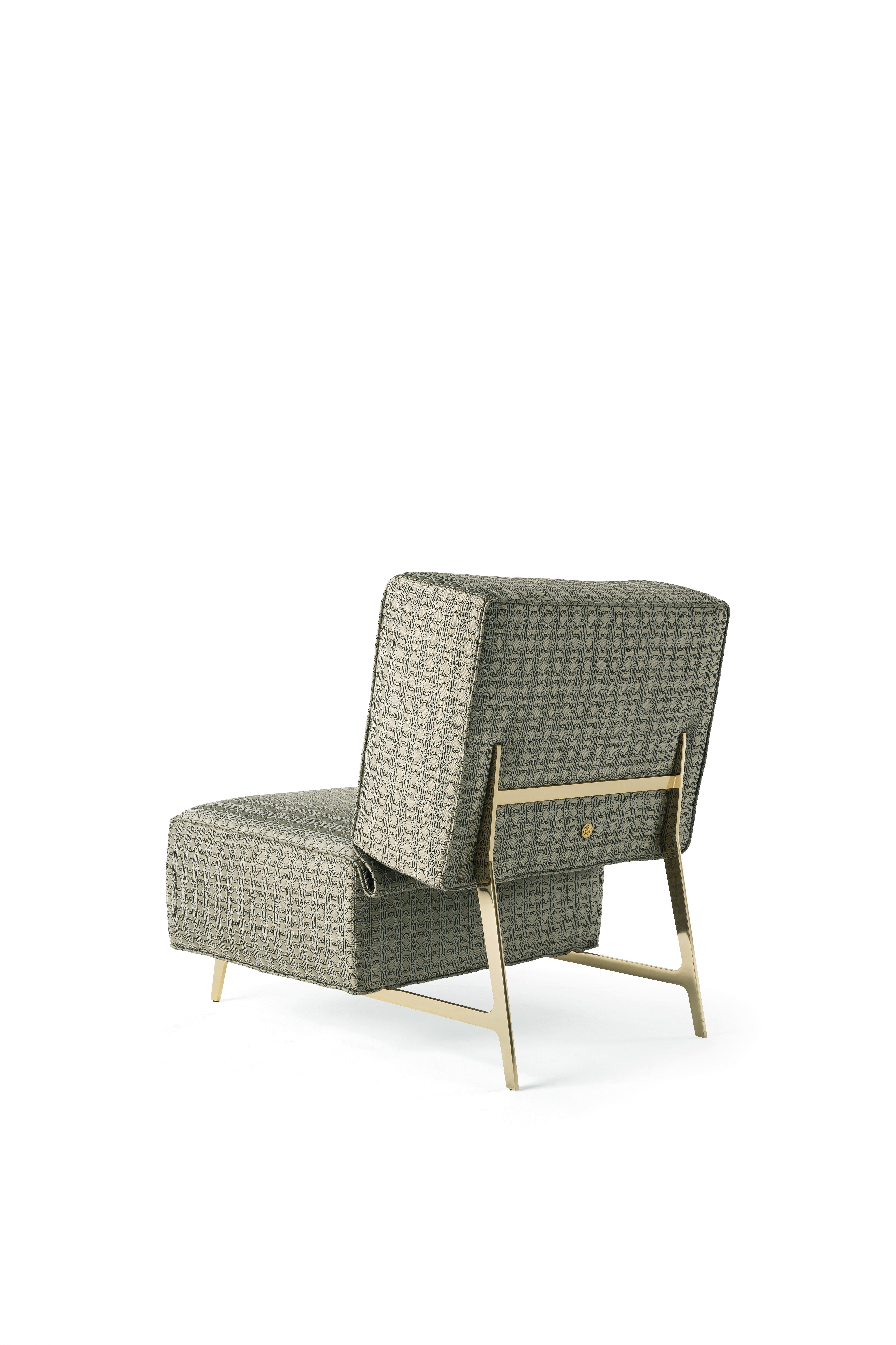 21st Century Davis Armchair in Monogram Fabric by Roberto Cavalli Home Interiors In New Condition For Sale In Cantù, Lombardia