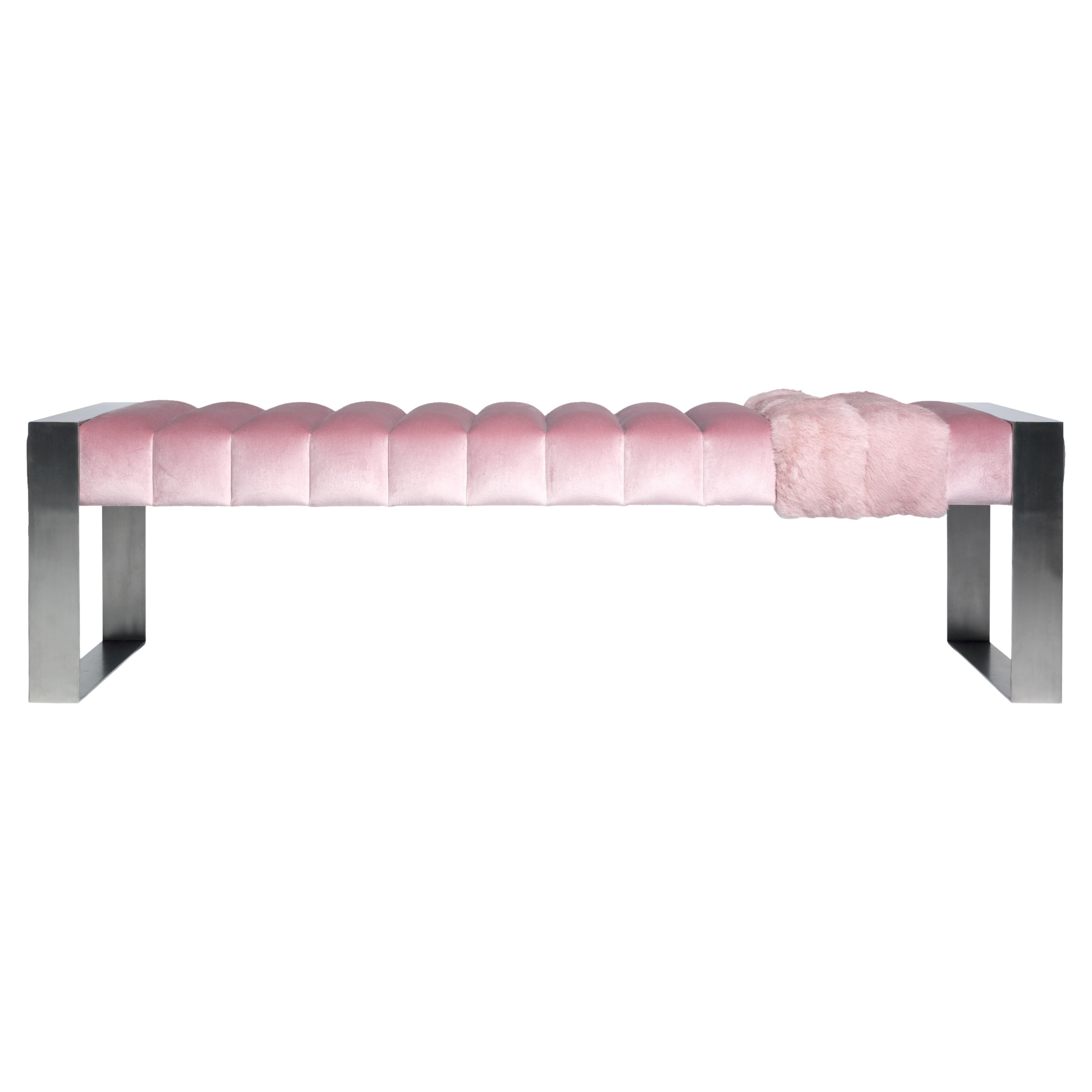 Banco Dawn Siglo XXI, tapizado de terciopelo y patas de acero inoxidable, by Duistt