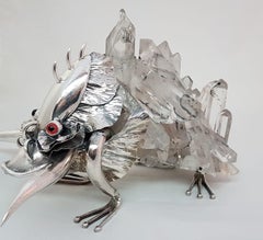 21st Century De Vecchi Silver Crystal Rock Fantastic Animal Sculpture