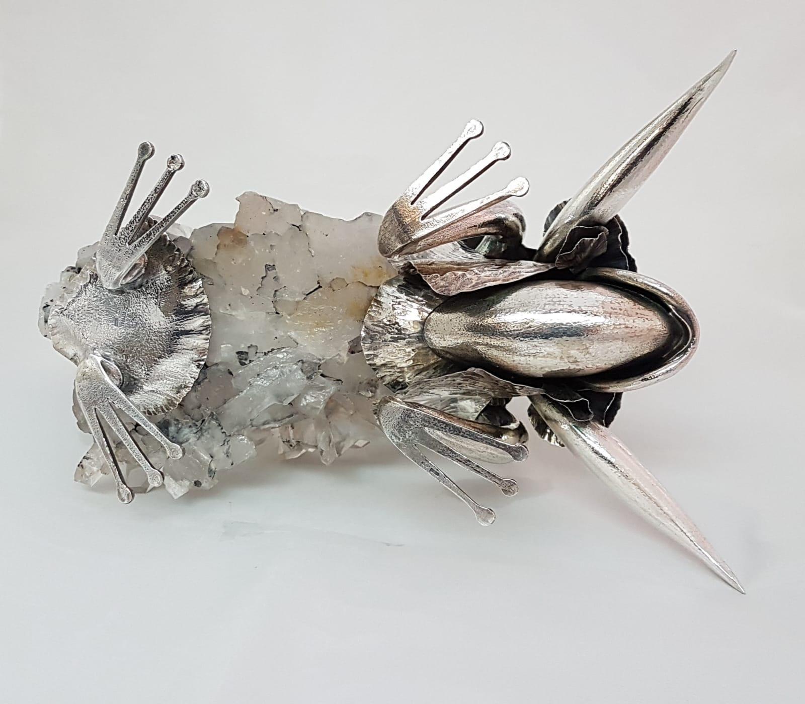 Contemporary 21st Century De Vecchi Silver Rock Crystal Animal Sculpture For Sale