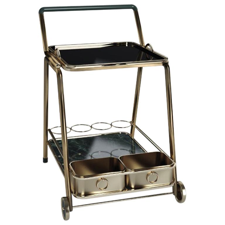 21st Century Decatur Bar Cart Marble and Aged Brass