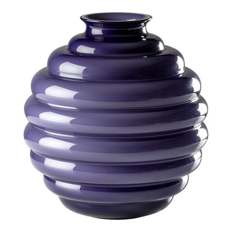 21st Century Deco Large Glass Vase in Indigo by Napoleone Martinuzzi..