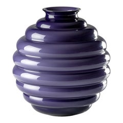 21st Century Deco Large Glass Vase in Indigo by Napoleone Martinuzzi..