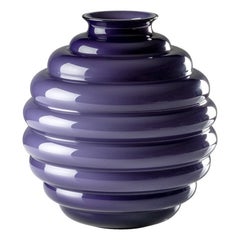 21st Century Deco Medium Glass Vase in Indigo by Napoleone Martinuzzi
