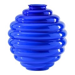 Vase en verre de taille moyenne Art dco du 21e sicle en saphir de Napoleone Martinuzzi
