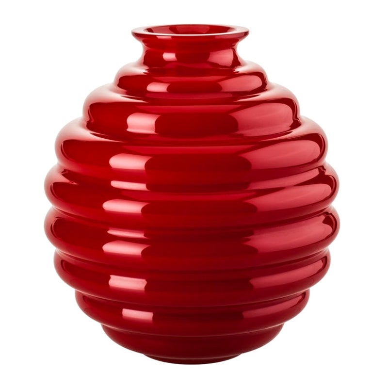 Jarrón Pequeño de Cristal Deco del Siglo XXI en Rojo de Napoleone Martinuzzi