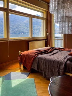 Alfombra decorativa minimalista del siglo XXI, lana trenzada a mano, verde