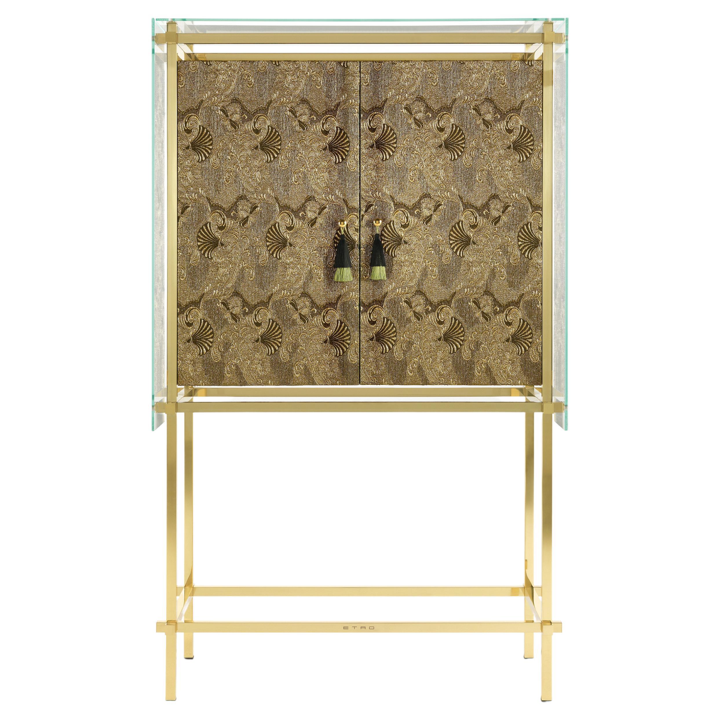 21st Century Delhi Cabinet in Polished Brass and Fabric by Etro Home Interiors