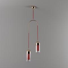 21st Century Denver II Pendant Lamp Clear Glass Brass by Porus Studio