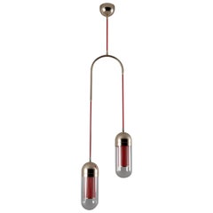 Lampada a sospensione Denver II del XXI secolo in vetro e metallo di Creativemary